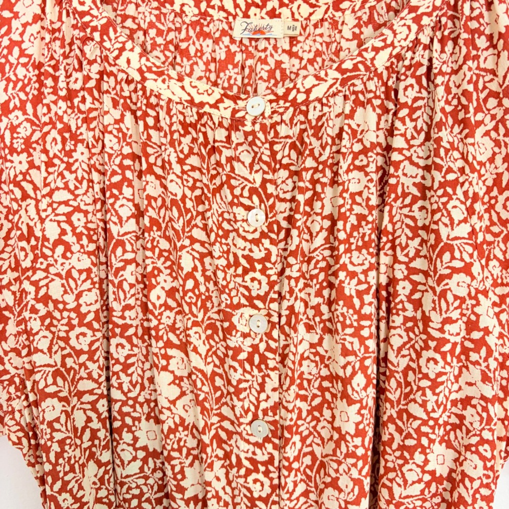 Faherty Carmel Floral Organic Cotton Midi Button Front Shirtdress Medium Coastal - Picture 6 of 12